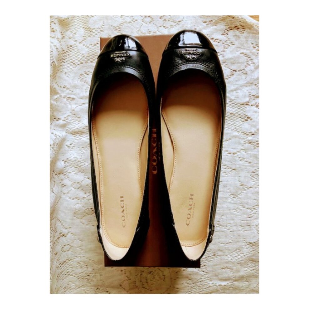 Coach Chelsea Matte Calf Patent Ballet Flat Shoes Women's 8.5M US/39 EU/6.5 UK